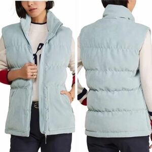 Vineyard Vines Corduroy Puffer Vest Women's XL Oversized Seabrook Blue $248 NEW